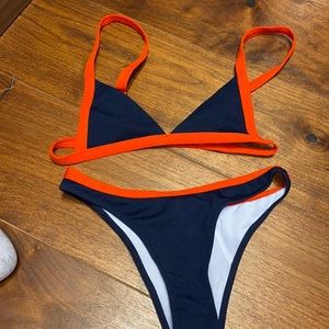 Blue and red bikini